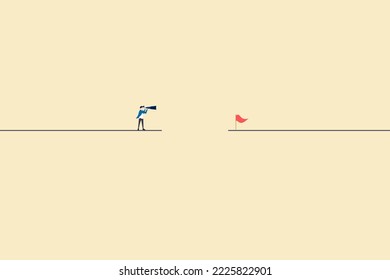 Businessman using binocular to look goal. concept of success, job, career and target.