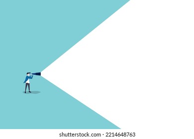 Businessman using binocular to look new opportunity. concept of hiring, job, career and Business recruiting.