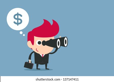 businessman using binoculars , vector