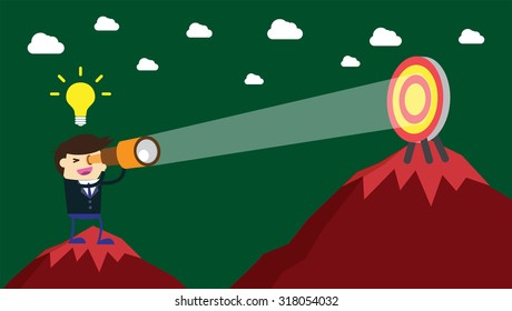 businessman using binoculars, winner. 