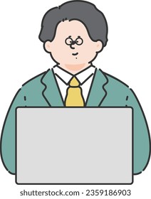 Businessman using a computer illustration