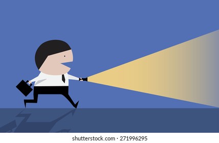 Businessman  using flashlight cute vector