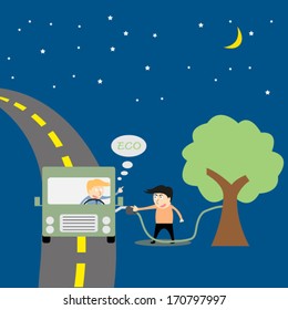 businessman using green energy