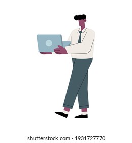 businessman using laptop avatar character