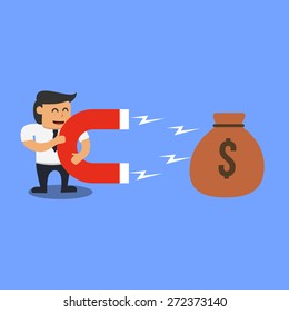 Businessman using magnet to get money