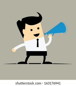 Businessman using a megaphone