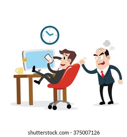 Businessman using mobile phone at work