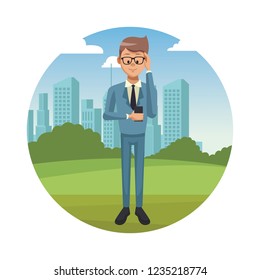 Businessman using smartphone