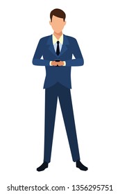 Businessman using smartphone cartoon