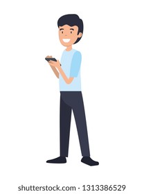 businessman using smartphone character
