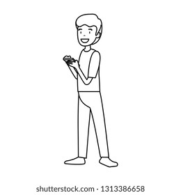 businessman using smartphone character