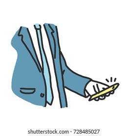 Businessman using smartphone. line drawing illustration in various poses.