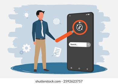 Businessman using smartphone to searching for information. Searching information on the Internet.