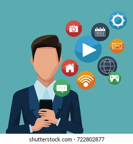 Businessman using smartphones apps