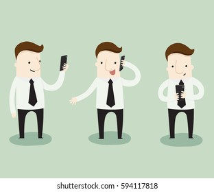 Businessman using telephone ,vector illustration