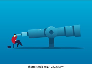 A businessman using a telescope