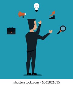 Businessman using tools