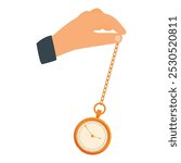 Businessman is using a vintage pocket watch on a chain as a hypnosis pendulum