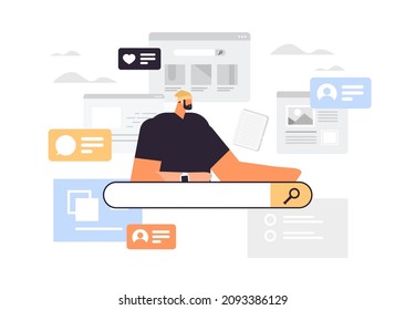 Businessman Using Web Browser Man Searching Information Web Page Data Analyzing Online Network Search Engine Optimization