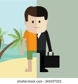 Businessman vacation. Vector illustration