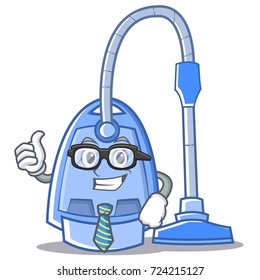 Businessman vacuum cleaner character cartoon