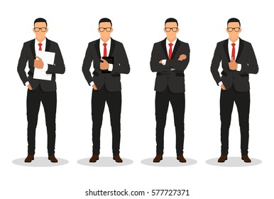 Businessman in various poses, emotions -stock vector. .