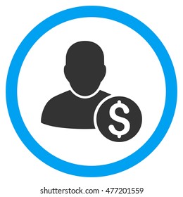 Businessman vector bicolor rounded icon. Image style is a flat icon symbol inside a circle, blue and gray colors, white background.