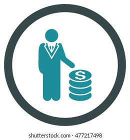 Businessman vector bicolor rounded icon. Image style is a flat icon symbol inside a circle, soft blue colors, white background.