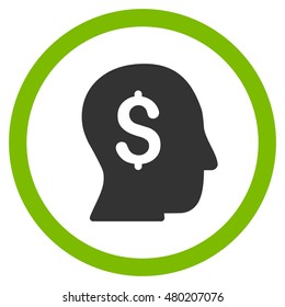 Businessman vector bicolor rounded icon. Image style is a flat icon symbol inside a circle, eco green and gray colors, white background.