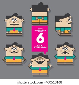 businessman vector character with face expression