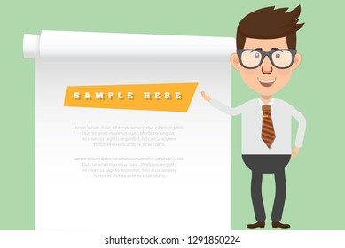 Businessman vector concept and blank paper