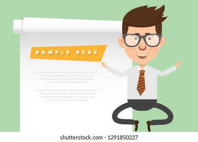 Businessman vector concept and blank paper