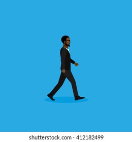 businessman. vector flat  illustration of businessman or politician wearing suit and tie. walking man