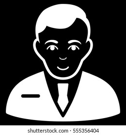 Businessman vector icon. Flat white symbol. Pictogram is isolated on a black background. Designed for web and software interfaces.