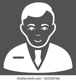 Businessman vector icon. Flat white symbol. Pictogram is isolated on a gray background. Designed for web and software interfaces.