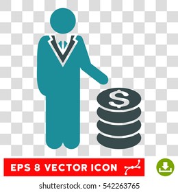 Businessman vector icon. Image style is a flat soft blue iconic symbol.