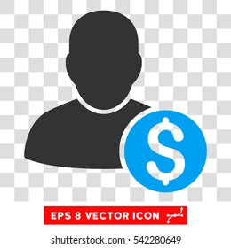 Businessman vector icon. Image style is a flat blue and gray pictogram symbol.