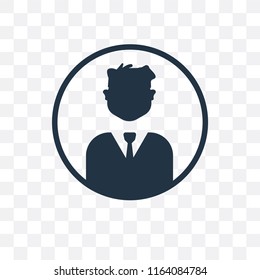 Businessman vector icon isolated on transparent background, Businessman logo concept