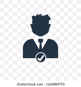 Businessman vector icon isolated on transparent background, Businessman logo concept