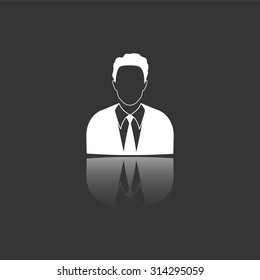 businessman vector icon with mirror reflection