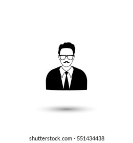 Businessman vector icon with round  shadow