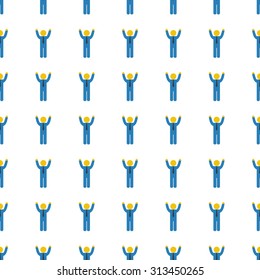 Businessman vector icon seamless pattern, tiling ornament on white.