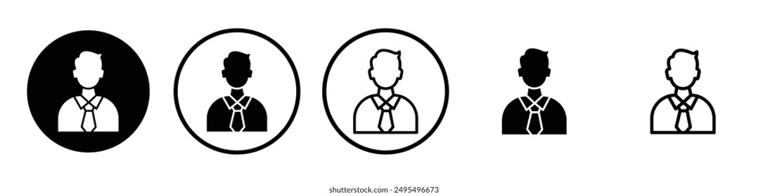 Icono de Vector de hombre de negocios en color blanco y negro.