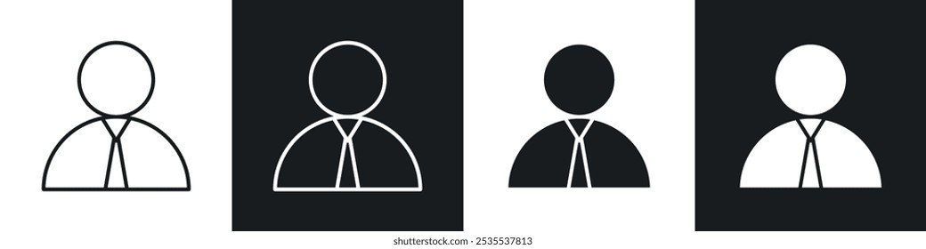 Icono de Vector de hombre de negocios en blanco y negro. Ilustración EPS 10