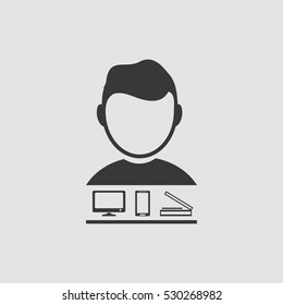 Businessman vector icon. Set of business.