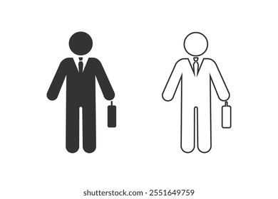 Businessman vector icon set in flat style. Vector