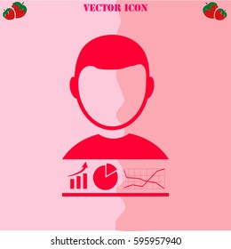 Businessman vector icon. Strawberry Background.
