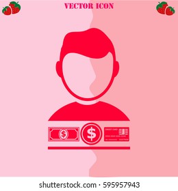 Businessman vector icon. Strawberry Background.