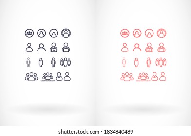 Icono vectorial del hombre de negocios estilo muchas personas lineales.