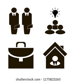 Businessman vector icons set. with group idea, house seller, briefcase and businessmen in set